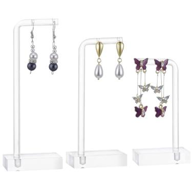 Imagem de Bremorou 3 peças de suporte de exibição de brincos de acrílico transparente para exibição de brincos para exibição de brincos, organizador de joias para colares, pulseiras, vendedores, mulheres e