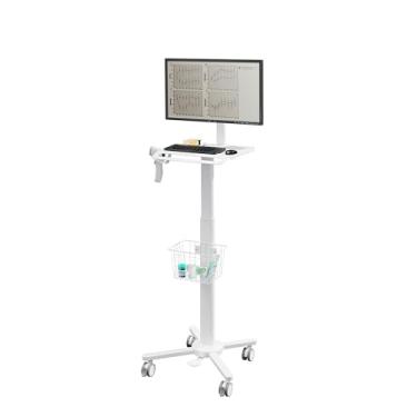 Imagem de MB-C13-2 Carrinho médico leve para monitor de 43.2 cm a 81.3 cm com mesa de teclado, cesta, suporte de scanner para hospital, clínica odontológica, escritório em casa, escritório | Estação de trabalho