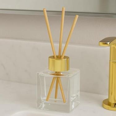 Imagem de Kit 10 Frascos de Vidro Cubo 100ml para Aromatizador Difusor – Com Tampa Luxo e Varetas(Ouro)