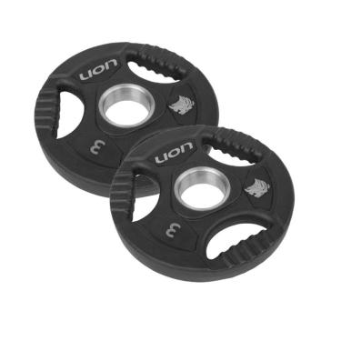 Imagem de Par Anilha Olímpica 3 Kg Lion Para Musculação Vulcanizada Em Aço Maciço Revestido Em Borracha Resistente