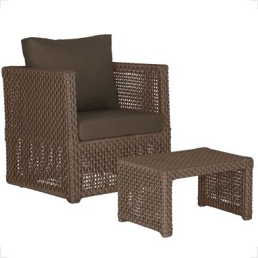 Imagem de Mesa E 1 Poltrona Madri Corda Náutica Estofado 9 Trama Marrom