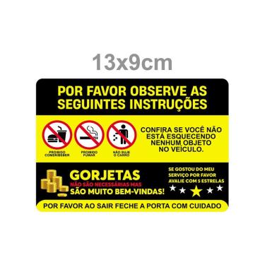 Imagem de Adesivo Instruções Gorjetas Uber 99 Sem Resina (13x9 Cm) Preto E Amarelo