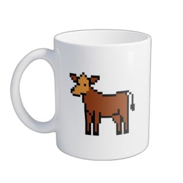 Imagem de Caneca Xícara de Café Porcelana 300ml Com Ilustração De Vaca Retro