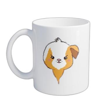 Imagem de Caneca Xícara de Café Porcelana 300ml Com Desenho de Coelho e Flores Laranjas