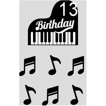 Imagem de Topo de bolo de piano infantil 8º aniversário feliz notas musicais conjunto de 7 peças decorações, festa de aniversário para meninos e meninas, festa de concerto, material de decoração de festa tema