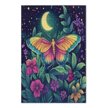 Imagem de Quebra-cabeça borboleta luar roxo peça grande com letras na parte de trás quebra-cabeça adulto 1000 peças