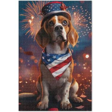 Imagem de Cute Beagle Dog American USA 500 peças quebra-cabeças para adultos animal flor arte brinquedo adulto elefante branco presentes engraçados