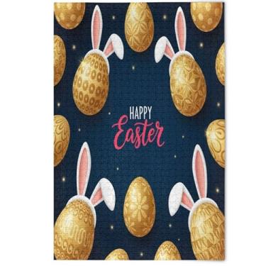 Imagem de Quebra-cabeça adulto 500 peças ovos de páscoa coelho dourado marinho branco elefante festa presentes cena natureza quebra-cabeças pintura animal decoração, 500 peças, 52 x 37,8 cm