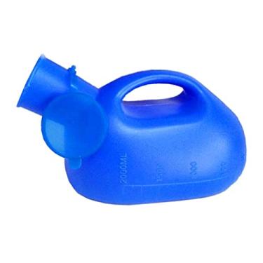 Imagem de shamjina Vaso sanitário portátil móvel para mictório de acampamento ao ar livre viagem quente – uso masculino azul 2000 ml com tampa