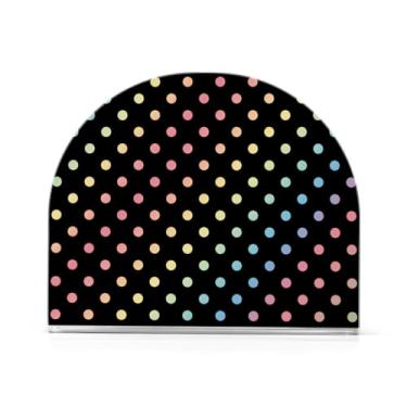 Imagem de Porta-guardanapos de acrílico de bolinhas coloridas arco-íris, dispensador de guardanapos em forma de U para guardanapos de coquetel, pacote com 1 ou 2