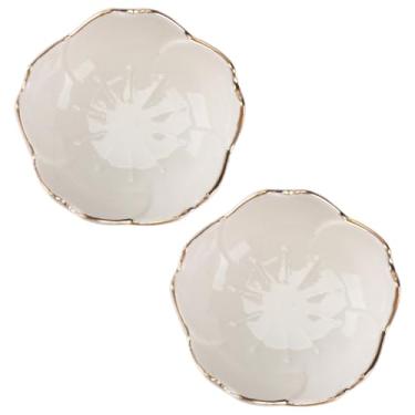 Imagem de Housoutil Prato de cerâmica para molho em forma de flor, tigela de porcelana para churrasco de condimentos