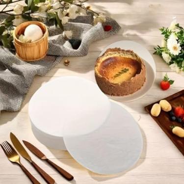 Imagem de 50 peças/100 peças de papel manteiga redondo (15 cm), assadeiras antiaderentes, perfeitas para tortas de queijo, bolos, biscoitos, pão, fritadeiras de ar, panelas holandesas