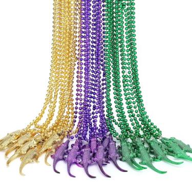 Imagem de Ecally 24 peças, colar de contas de carnaval, verde, roxo, dourado, lagosta, carnaval, desfile, fantasias em massa, conjuntos de acessórios para festa de carnaval, cosplay (crocodilo)