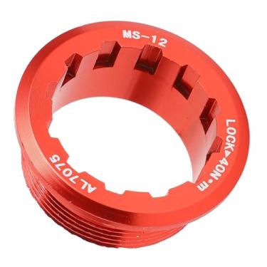 Imagem de Keenso Volante, Capa de Bloqueio do Volante da Bicicleta da Liga de Alumínio Com Design Antiderrapante para Cassete de 12 Velocidades Lockring M7100 M6100 M8100 Series (Vermelho)