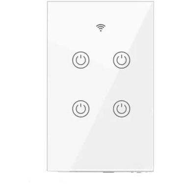 Imagem de Interruptor Inteligente Wi-Fi 4 Botões Touch, LED, 10A 1200W, Compatível com Alexa e Google Home, 2.4GHz