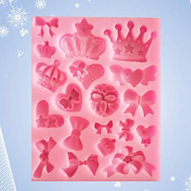 Imagem de GLOGLOW Molde de Cozimento, Silicone de Qualidade Alimentar, Ferramenta de Decoração de Bolo, 9.2x7.5x1 Cm, para Assar Biscoitos Coroa Bowknot Fondant Nan