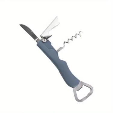 Imagem de 1 peça abridor de lata de cerveja portátil abridor de garrafa de vinho restaurante ferramenta de cozinha suprimentos de festa de aniversário abridor de tampa integrado (azul)