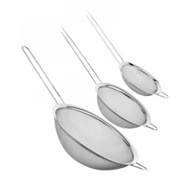 Imagem de Peneira De AçO InoxidáVel, Adequada Para Todas As Cozinhas – Satisfaz Todos Os Requisitos De Peneiramento.(KIT 3 UNIDADES 12 14 20 CM)
