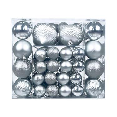 Imagem de Nishiyuenyi 48 Enfeites de Natal para Pendurar Na árvore, Bolas Decorativas para Pendurar Na Parede, Enfeites de Natal para Guirlandas E Decorações Natalinas, Prata, Tamanho real