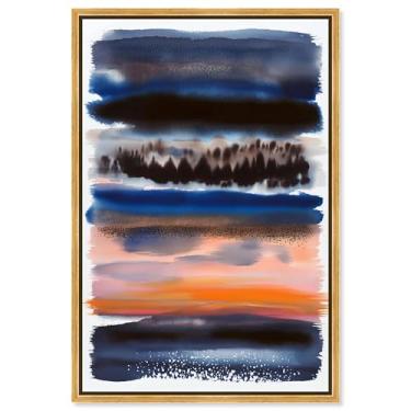 Imagem de Decoração de parede moderna com impressão em tela Banded Spectrum II da Art Remedy, moldura dourada, 50 x 76 cm