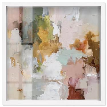 Imagem de Swirl of Joy IV Shadowbox Print Taupe Boho Wall Art por Art Remedy, moldura branca, 53 x 53 cm