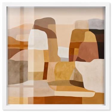 Imagem de Desert Forms IV Shadowbox Print Taupe Boho Wall Art por Art Remedy, moldura branca, 53 x 53 cm