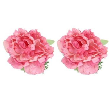 Imagem de PATIKIL Laços de cortina de flores, 2 peças, peônia artificial, floral, suporte de cortina, prendedor de cortina, laços traseiros para casa, escritório, quarto, janela, tratamento, rosa, vermelho
