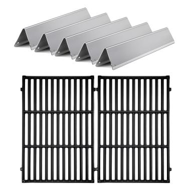 Imagem de LPTNFRTN 2 PACOTES 7638 Grelhas de ferro de cozinha com 5 unidades de barras aromatizadoras de aço inoxidável 7636 para Weber Spirit 300 e GS4 Spirit II Série 300 E310 E320 E330 S310 S320 S330 parte