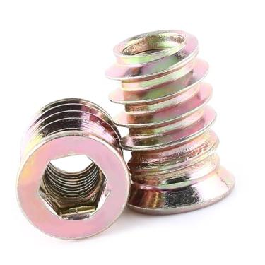 Imagem de Generic Porcas de Inserção Duráveis ​​de Aço Carbono para Móveis de Madeira Parafuso Sextavado Porca de Cabeça para Projeto Diy 20 Peças (M6*17mm)