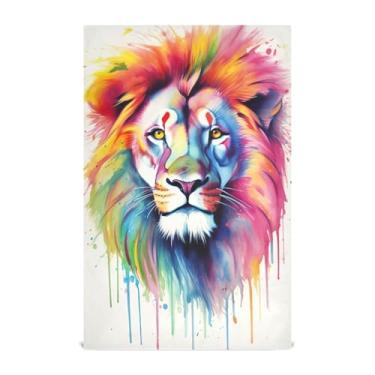 Imagem de Joisal Toalhas de prato decorativas personalizadas para cozinha aquarela leão arco-íris toalha de chá de mão bonito pratos de lavagem absorventes 45 x 71 cm, 1 pacote