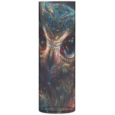 Imagem de Vasos de flores cilíndricos para centros de mesa pintura de arte digital coruja vaso de flores redondo bonito impressão personalizada decoração de quarto moderno, 30 cm x 9,9 cm