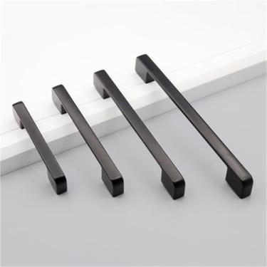 Imagem de Puxadores e puxadores de armário de alumínio preto simples puxadores de gaveta de cozinha puxadores de móveis ferragens de porta 1 peça (preto 160 mm)