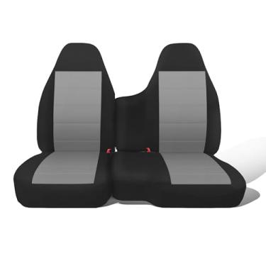 Imagem de Jokuye Capa de banco frontal 60/40 dividida compatível com Chevy Colorado GMC Canyon 2004-2012 Tecido de malha respirável com enchimento de espuma, design sem apoio de braço - cinza