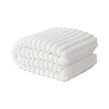 Imagem de Cobertor De Flanela Listrado Em Cores Sólidas, Macio E Confortável, Mu