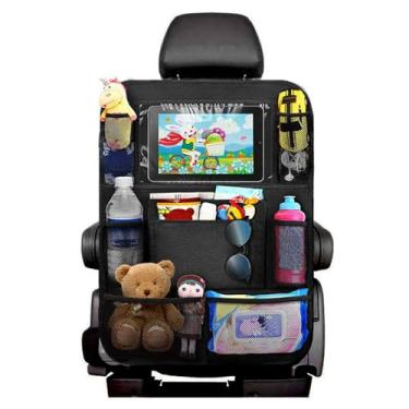 Imagem de 1 pç/2 pçs organizador de carro banco traseiro carro arrumado com 6 bolsos protetor de assento traseiro 600D pano oxford carro armazenamento para garrafa de brinquedo, livro, bebida, crianças