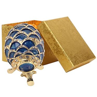 Imagem de Caixa de bugigangas para ovos de Páscoa esmaltada Organizador de caixa de joias para ovos de Páscoa Armazenamento decorativo artesanal para mulheres, meninas, decoração de