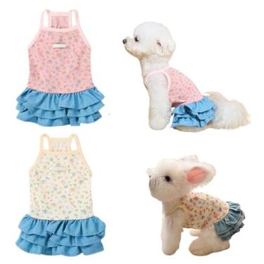 Imagem de 2 peças de saia jeans de coelho de estimação, lindo vestido floral para filhotes, vestido pequeno quente e confortável, adequado para coelhos, filhotes, gatinhos e outros animais de estimação pequenos