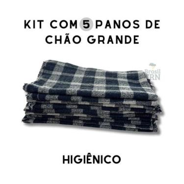 Imagem de Pano de Chão Xadrez Kit com 05 Saco Grande Alvejado Duplo 65x40cm para