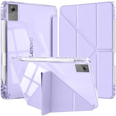 Imagem de YeaQuelior Capa para Lenovo Idea Tab 11 polegadas 2025 (TB-336ZU TB-336FU) com suporte para caneta, capa protetora com tampa traseira transparente transparente, dormir carro/despertar (roxo)