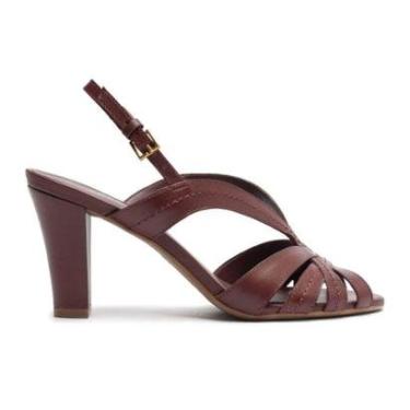 Imagem de Sandália Couro Salto Médio Tiras Fivela Lançamento Arezzo Tamanho:39;Cor:-Feminino