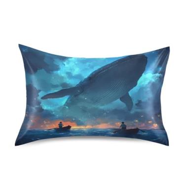 Imagem de Wassud Fronha de cetim oceano para cabelo e pele fronhas de seda lisa tamanho padrão capas de travesseiro respiráveis com fecho de envelope