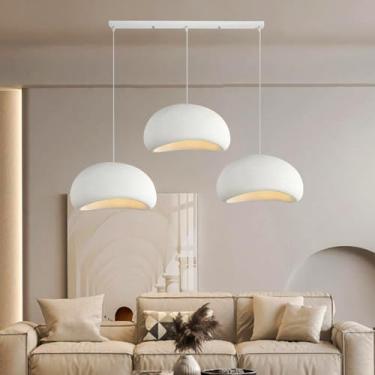 Imagem de Luminária pendente moderna Wabi-Sabi, criativa, branca, estilo nórdico, soquete E27, em resina, para quarto, sala de estar, sala de jantar, restaurante, cozinha, casa de campo, lustre de 30