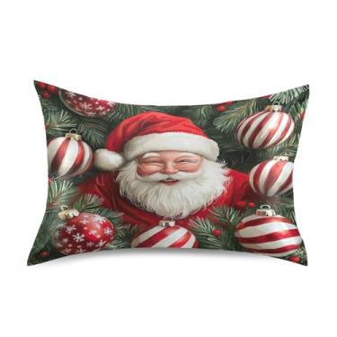 Imagem de Blueangle Linda fronha de cetim de Papai Noel para cabelo e pele, fronha de seda, tamanho padrão (51 x 66 cm) - fronhas de cetim com fecho de envelope (526)