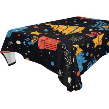 Imagem de Blueangle Toalha de mesa com desenho animado de árvores de Natal – Toalha de mesa retangular de poliéster impermeável e resistente a manchas para ambientes internos e externos, 152 x 304,8 cm (637)