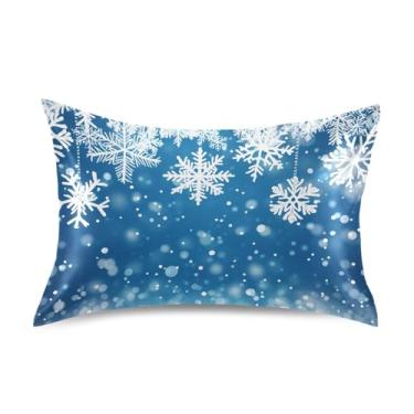 Imagem de Blueangle Fronha de cetim com flocos de neve caindo para cabelo e pele, fronha de seda, tamanho padrão (50,8 x 66 cm) - Capas de travesseiro de cetim refrescantes com fecho de envelope (47)
