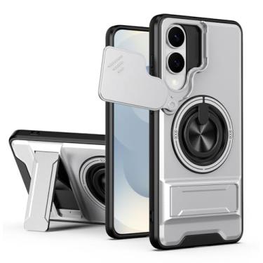 Imagem de SORAKA Capa para Samsung Galaxy S25 Edge com suporte,proteção de lente com janela e capa dupla de PC e TPU compatível com suporte magnético para carro