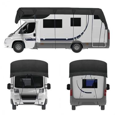 Imagem de Capa para trailer de trailer 9,4 x 3,3 m, impermeável, à prova de poeira, à prova de neve, cobertura de teto de tecido Oxford com tiras laterais à prova de vento e fivelas para trailers e caminhões