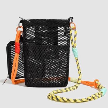 Imagem de Bolsa transversal de crochê, bolsa de praia boêmia com bolsa destacável, bolsa de tecido de verão para mulheres, Preto, Medium, Mochila casual