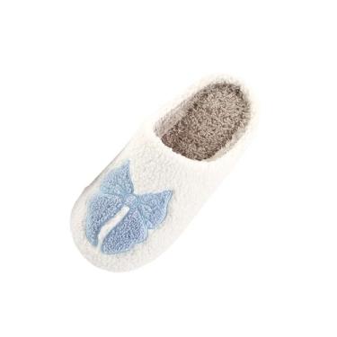 Imagem de Pantufas grossas femininas modernas e casuais confortáveis para o inverno com sola grossa e sola macia, Azul royal, 38