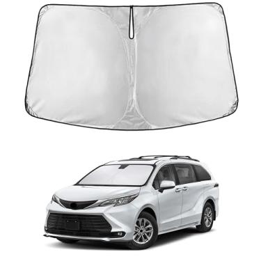 Imagem de EcoNour Para-brisas para Toyota Sienna 2021–2026 | Persiana para janela frontal de ajuste personalizado | Bloqueia raios UV prejudiciais e reduz o calor | Viseira dobrável com bolsa de armazenamento